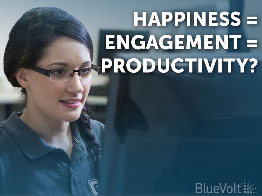 Happiness = Engagement = Productivity? distributor learner at computer taking online courses
