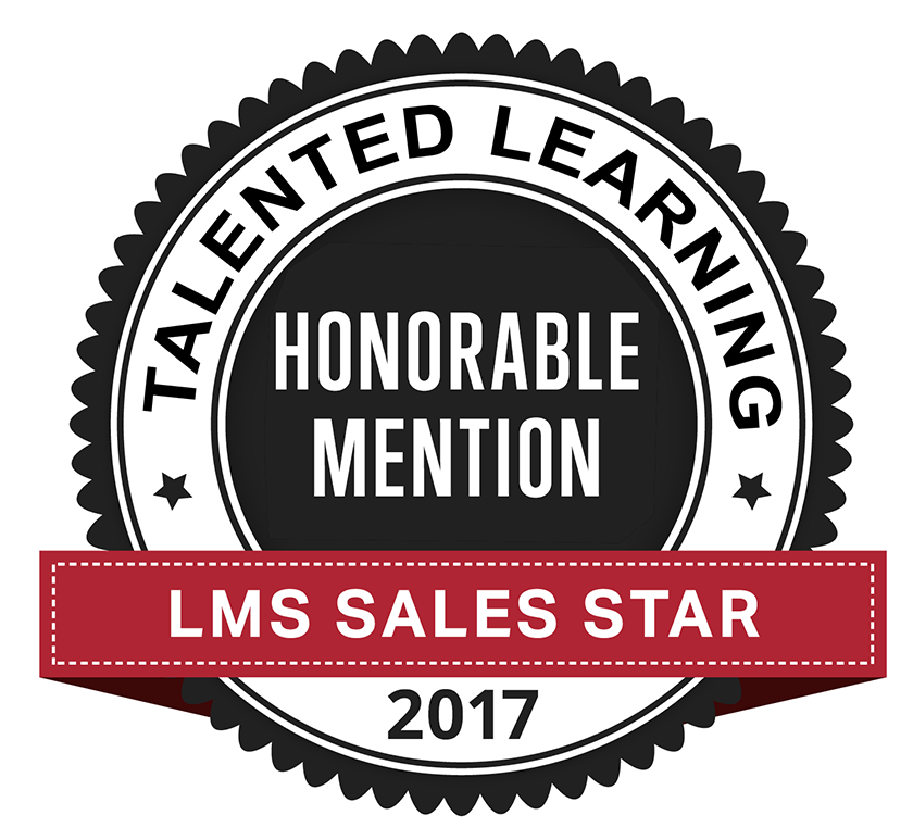 Honorable Mention LMS Sales Star 2017 Talented Learning LMS Awards Badge